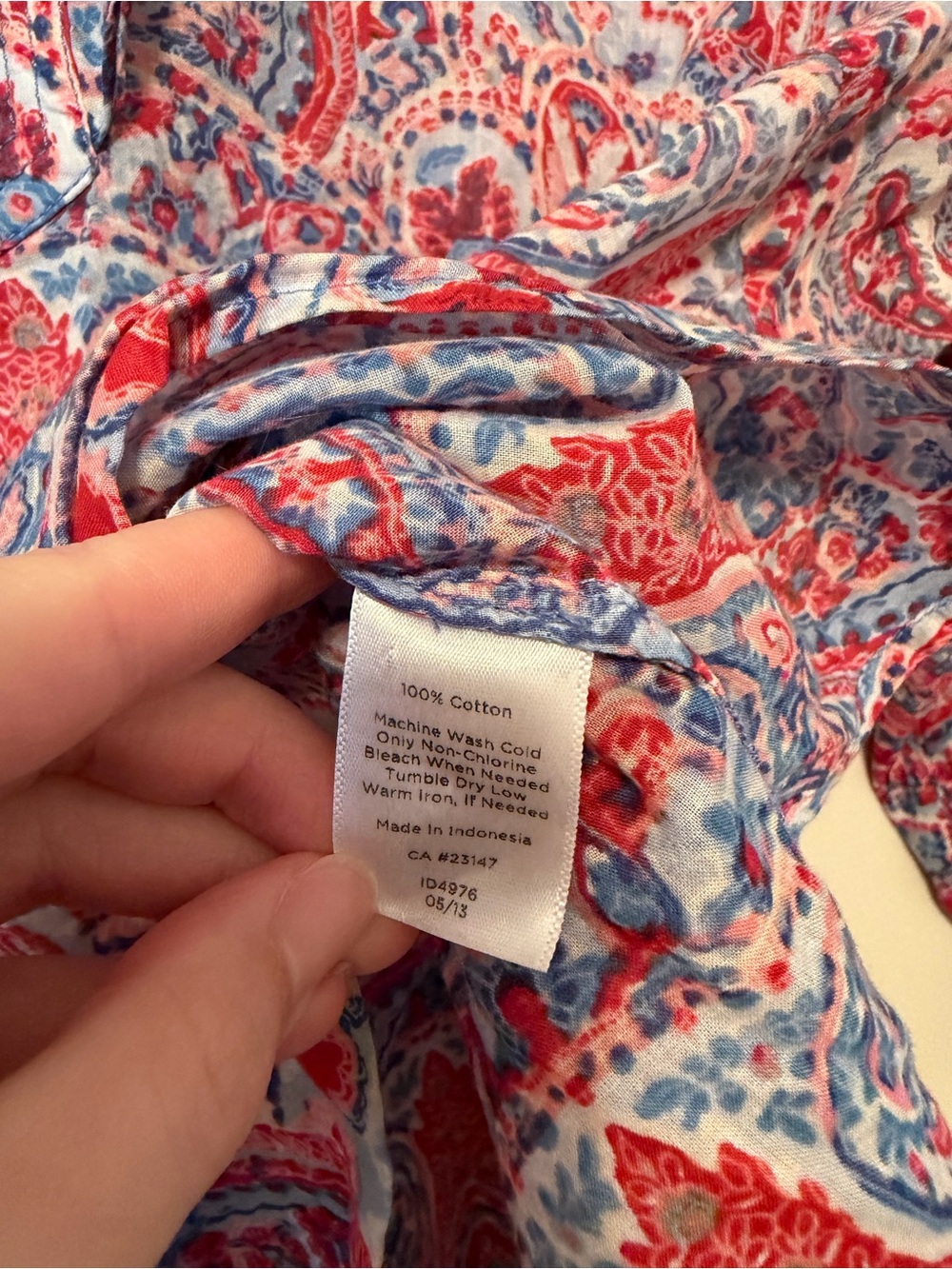Talbots Red & Blue Paisley Ruffle-Neck Top - Picture 3 of 4